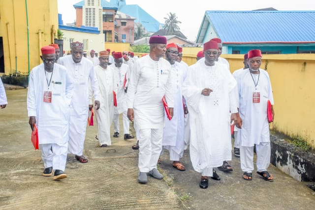 Delegates walking together at the conference venue — 109th Annual Conference, Issa Williams Hall, Iponri, 31 October 2025.