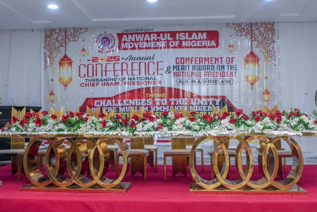The annual conference stage and banner — 109th Annual Conference, Issa Williams Hall, Iponri, 31 October 2025.