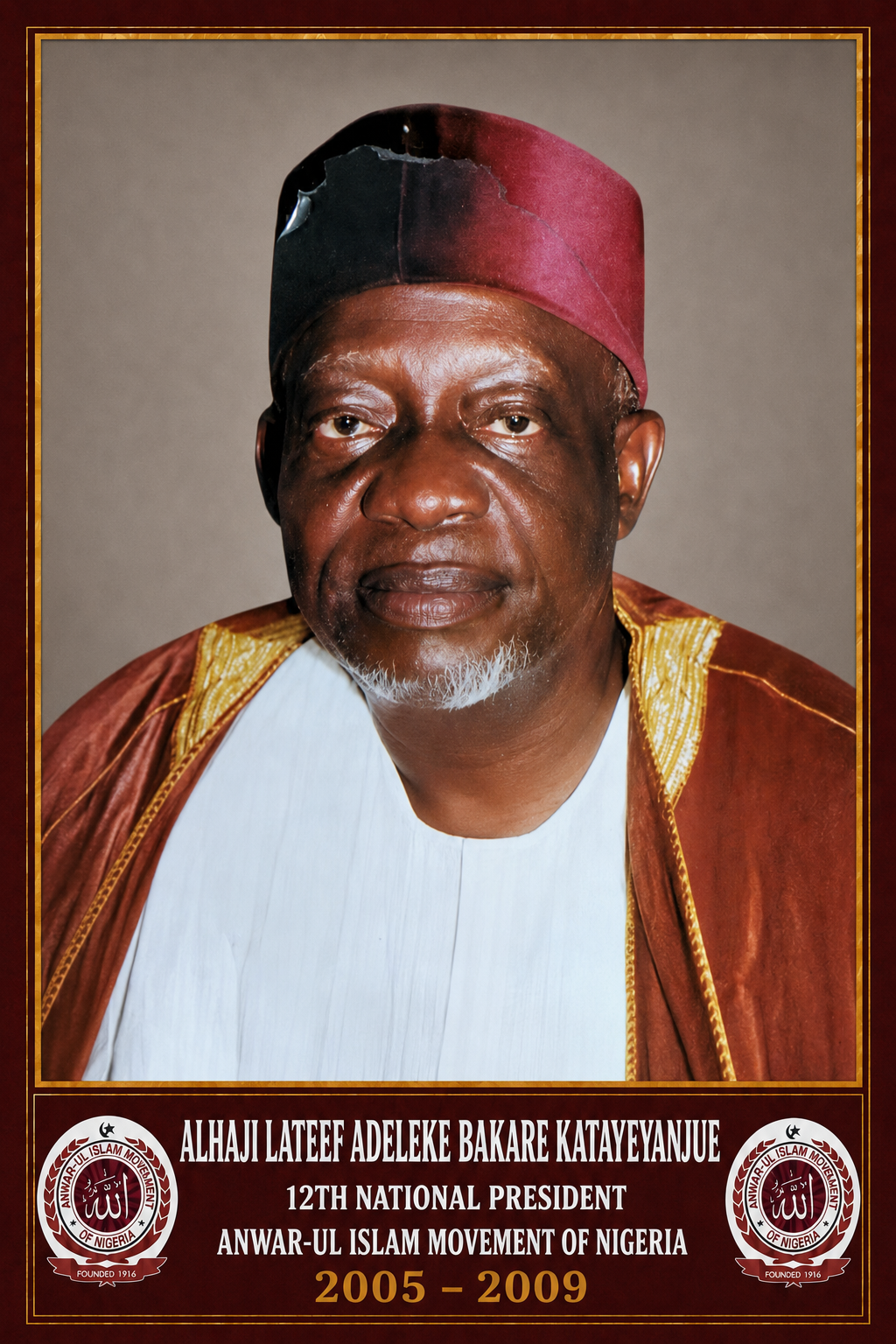 Commemorative portrait of Alhaji Lateef Adeleke Bakare Katayeyanjue, 12th National President, 2005–2009